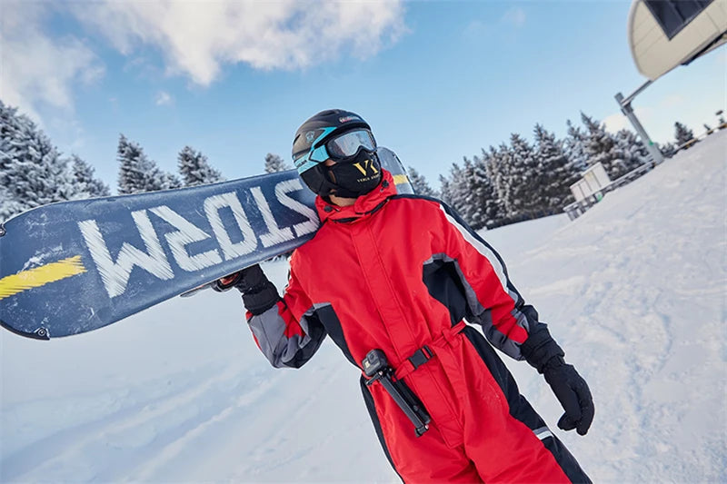 -30 Degrees Men Snow Jumpsuit Winter Man Skiing Overalls Fleece Women Snowboarding Clothes Warm Waterproof Male Snowsuits