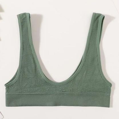 Women Push-Up Bra Small Cup Non-wire Bralette U-Neck Ribbed No-Pad Underwear Multiple Colors Crop Top Ladies Sexy Lingerie M-XL