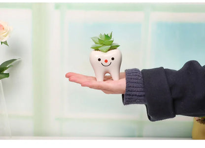 Dental Tooth Shape Flower Vase Home Decoration Pot Creative Garden Planter Pot Ceramic Pen Holder Cute   Dentistry Dentist Gifts