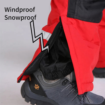 -30 Degrees Men Snow Jumpsuit Winter Man Skiing Overalls Fleece Women Snowboarding Clothes Warm Waterproof Male Snowsuits