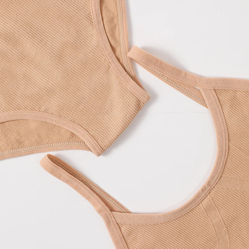 Women Seamless Bra And Panties Set U-Back Bralette Top Comfort Breathable Briefs Ribbed Sexy Lingerie Sports Underwear Set