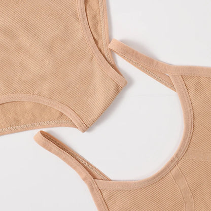 Women Seamless Bra And Panties Set U-Back Bralette Top Comfort Breathable Briefs Ribbed Sexy Lingerie Sports Underwear Set