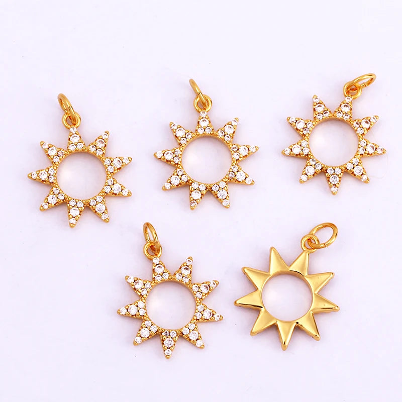 Sun Moon Star Space Celestial Compass Charm Pendant in Gold Colour , Jewelry Necklace Bracelet Making Supplies L93
