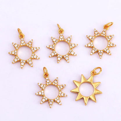 Sun Moon Star Space Celestial Compass Charm Pendant in Gold Colour , Jewelry Necklace Bracelet Making Supplies L93