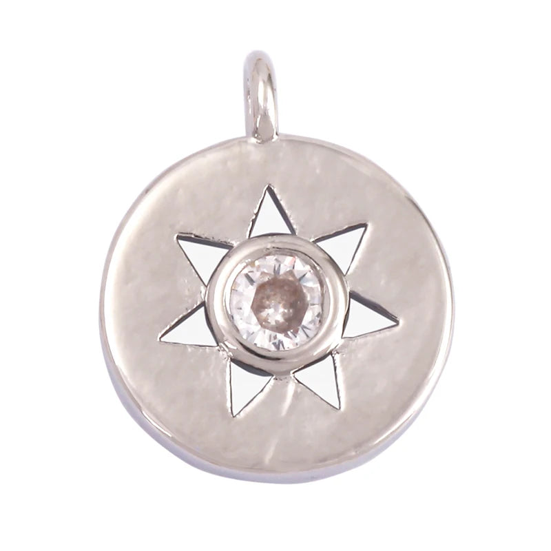 Sun Moon Star Space Celestial Compass Charm Pendant in Gold Colour , Jewelry Necklace Bracelet Making Supplies L93