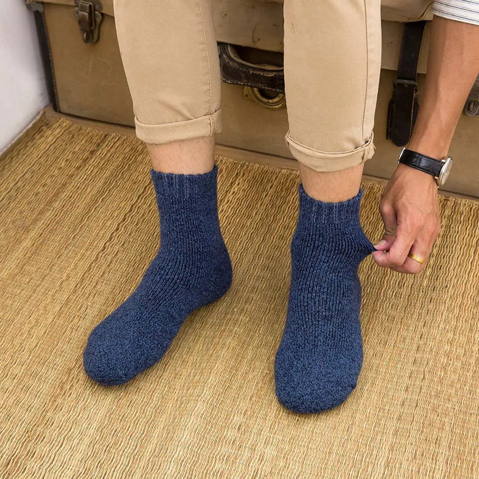 Winter Men's Merino Wool Socks Super Thick Warm High Quality Harajuku Retro Snow Casual Antifreeze Socks 5 Pair