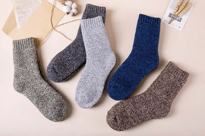 Winter Men's Merino Wool Socks Super Thick Warm High Quality Harajuku Retro Snow Casual Antifreeze Socks 5 Pair