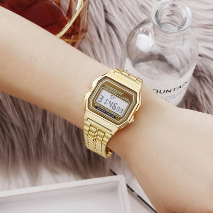 Women Men Unisex Watch Gold Silver Black Vintage LED Digital Sports Military Wristwatches Electronic Digital Present Gift Male