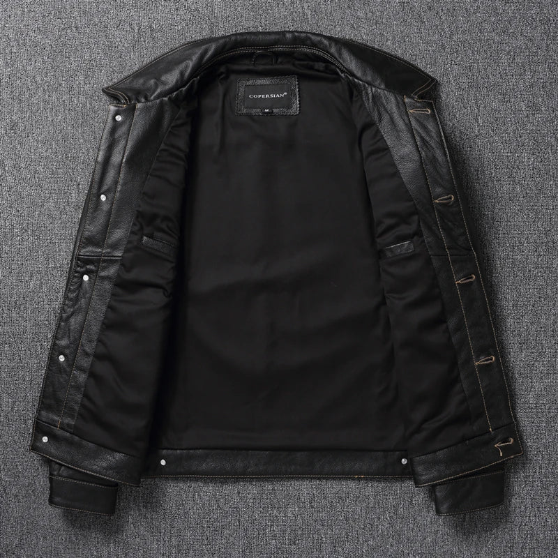 CC Shop Top.Y2K new classic casual slim fit genuine leather coat.quality fashion cowhide jacket.Young popular 557 style Denim