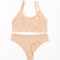 Women Seamless Bra And Panties Set U-Back Bralette Top Comfort Breathable Briefs Ribbed Sexy Lingerie Sports Underwear Set