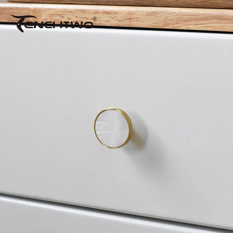 Natural Shell Gold Brass Wall Hooks Shoe Cabinet Knobs Closet Furniture Handle Wardrobe Drawer Pull Vintage Kitchen Accessories