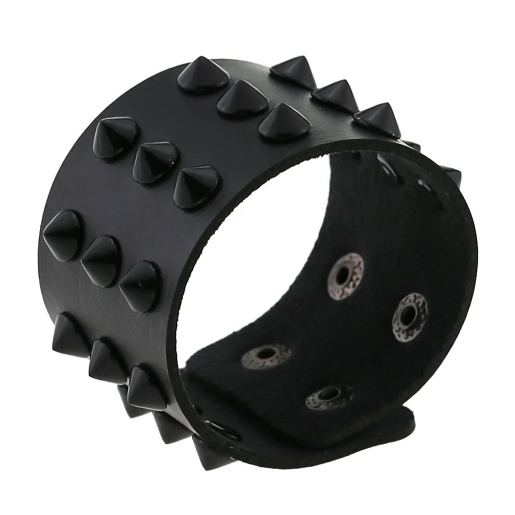 Gothic Punk Hip Hop Rock Spike Rivet Stud PU Leather Wristband Bracelet Bangle