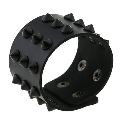 Gothic Punk Hip Hop Rock Spike Rivet Stud PU Leather Wristband Bracelet Bangle