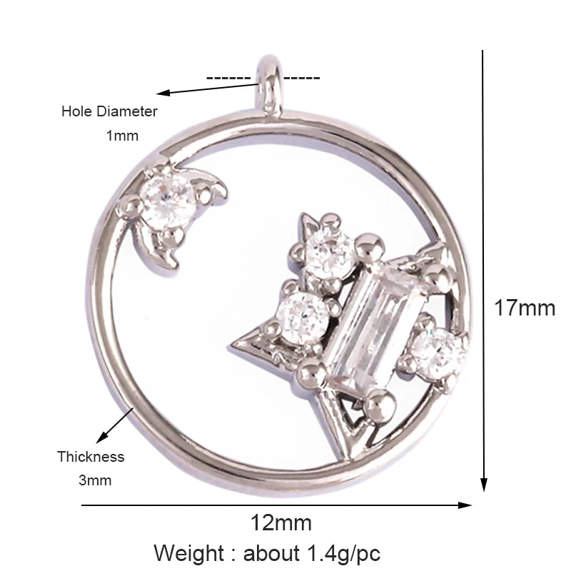 Sun Moon Star Space Celestial Compass Charm Pendant in Gold Colour , Jewelry Necklace Bracelet Making Supplies L93