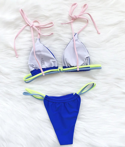 Sexy Mini Micro Thong Neon Bikini Women Brazilian Swimwear Female Swimsuit Two-pieces Bikini set High Cut Bathing Suit Swim Lady