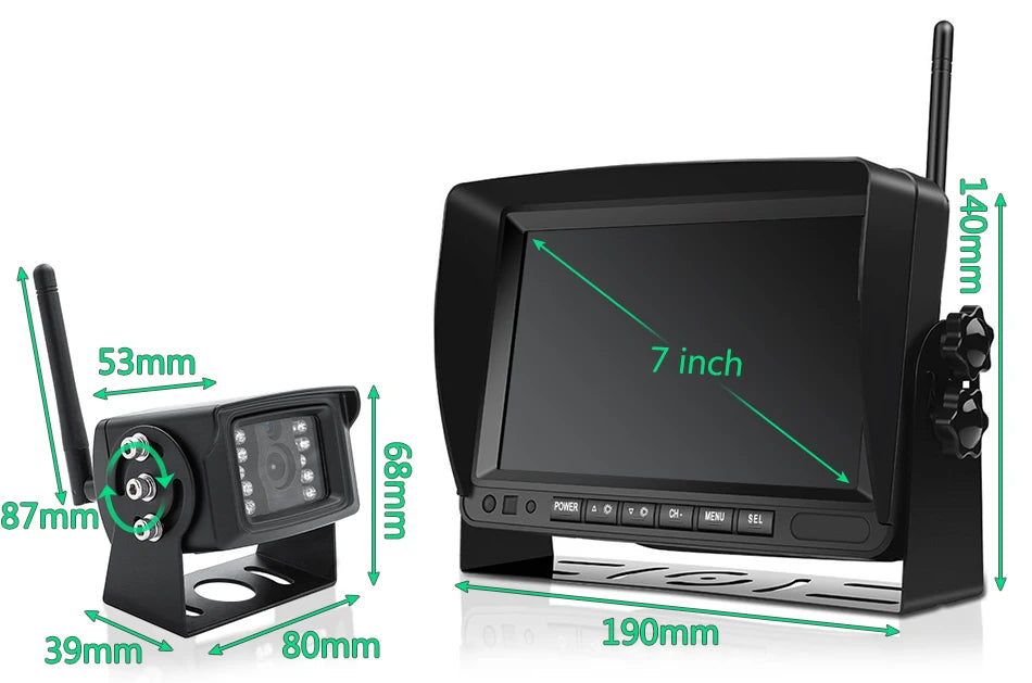 GreenYi 1280x720 High Definition AHD Wireless Truck DVR Monitor 7" Night Vision Reverse Backup Recorder Wifi Camera For Bus Car