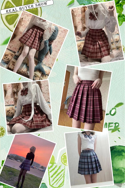 ZOKI Plaid Women Pleated Skirt Bow Knot Summer High Waist Preppy Girls Dance Mini Skirt Cute A Line Harajuku Sexy Japan Faldas