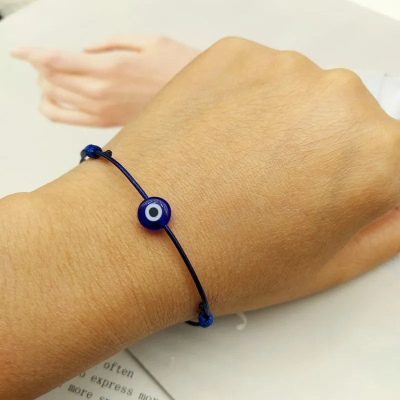 2 pcs Adjustable Lucky Black Red String Bracelets Flat Blue Evil Eye Woven Men Lucky Bracelet Women Femme New Fashion Jewelry