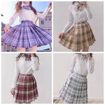 ZOKI Plaid Women Pleated Skirt Bow Knot Summer High Waist Preppy Girls Dance Mini Skirt Cute A Line Harajuku Sexy Japan Faldas