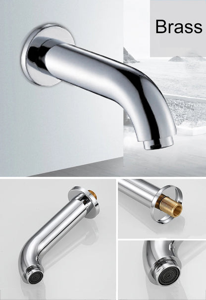 BECOLA Wall Mounted Faucet Spout Square and Round Brass Chrome/Black Spouts Waterfall Shower Faucet Accessories