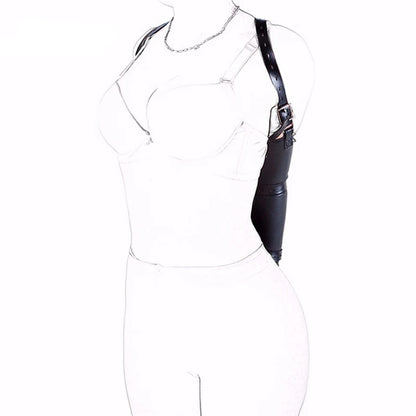 Sexy SM Restraint Arm Binder Behind Back Straight Jacket Leather Armbinder Slave Lockable Bondage Shoulder Straps Club Role play