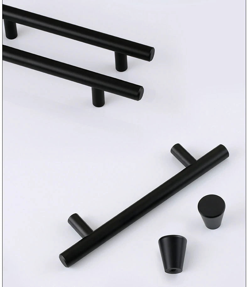 NAIERDI Brushed Gold Straight Door Handle Cabinet Handles Stainless Steel Black Kitchen Cabinet Knobs Furniture Hardware