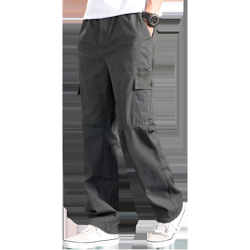 Men's Cargo Pants Loose Straight Pants Plus Size Clothing Work Wear Korean Japanese Joggers Homme Sports Cotton Casual Trousers