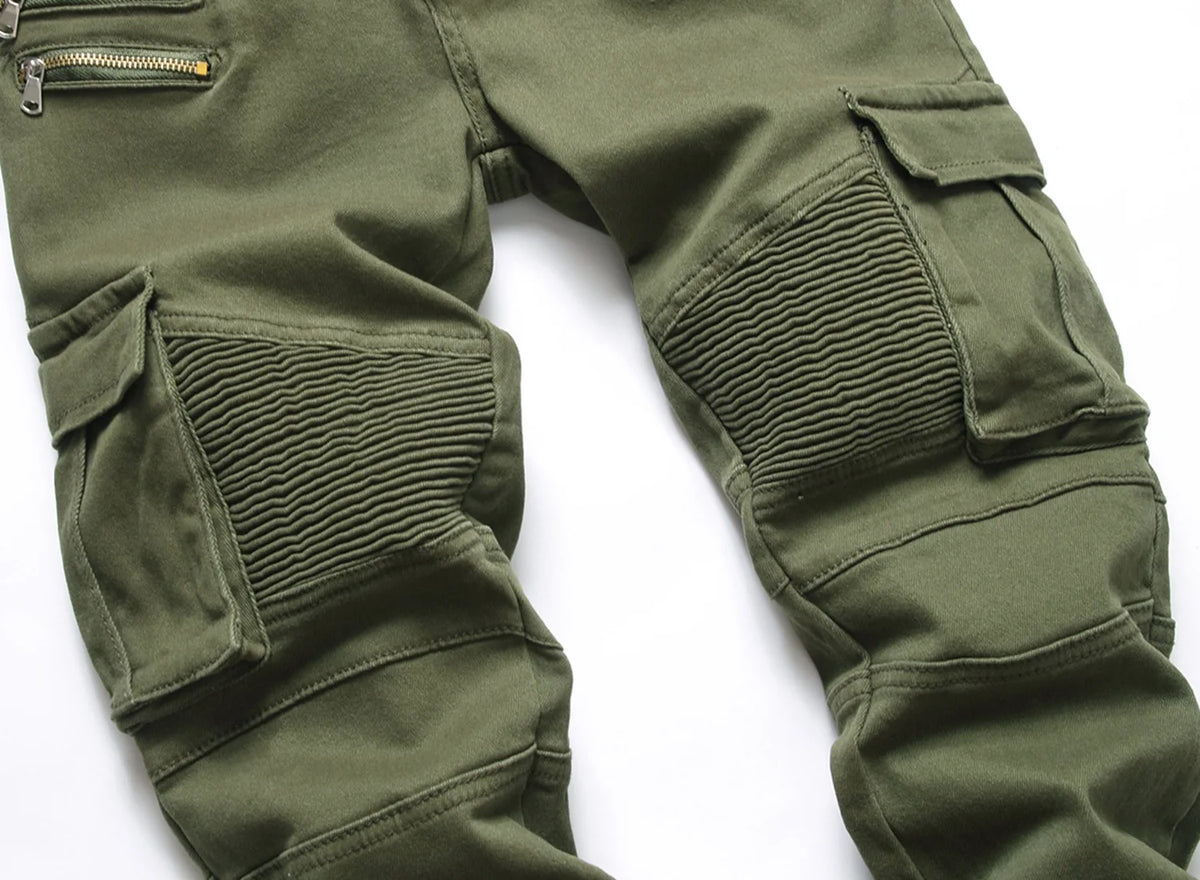 2022 New Fashion Mens Biker Jeans Punk Style Men Cargo Denim Pants  Zipper Pocket Motorcycle Jeans Male Pantalones Hombre
