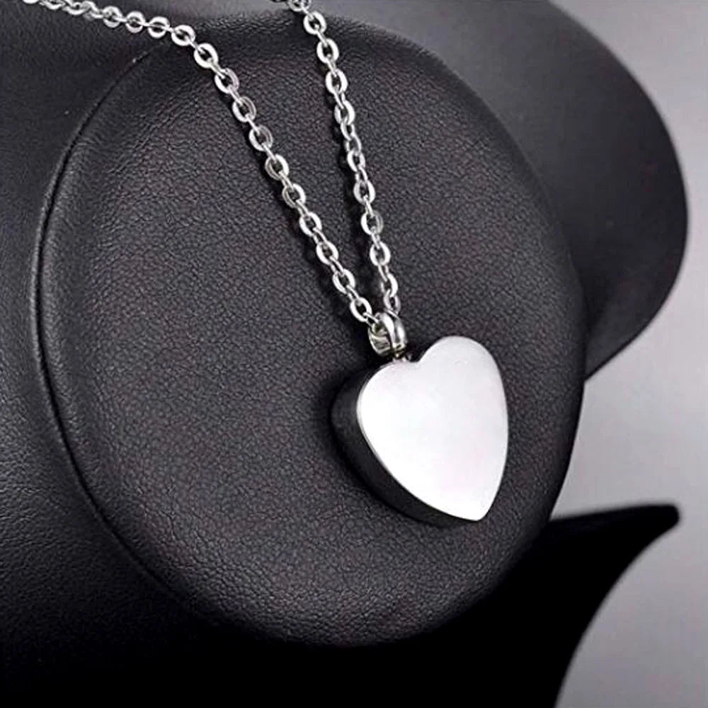 Heart-shaped silver cremation jewelry pendant necklace, ashes or hair commemorative ashes urn necklace / Mom and Dad