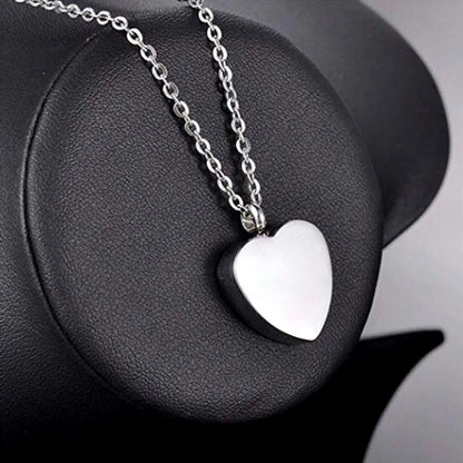 Heart-shaped silver cremation jewelry pendant necklace, ashes or hair commemorative ashes urn necklace / Mom and Dad