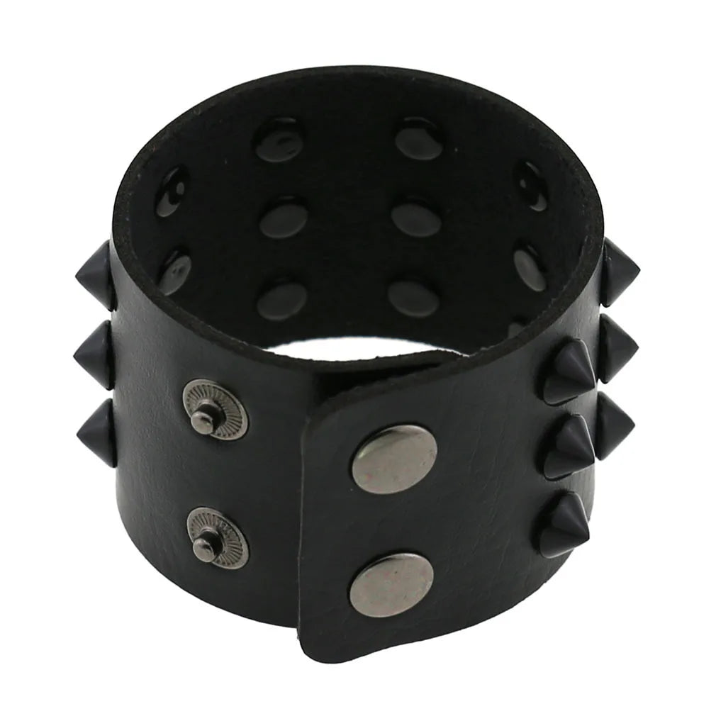 Gothic Punk Hip Hop Rock Spike Rivet Stud PU Leather Wristband Bracelet Bangle