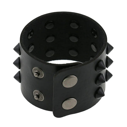 Gothic Punk Hip Hop Rock Spike Rivet Stud PU Leather Wristband Bracelet Bangle
