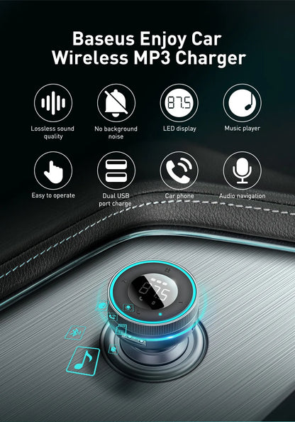Baseus FM Transmitter Modulator Car Wireless Bluetooth 5.0 USB Fast Charger Auto Aux Radio Mp3 Player Music Hands Free Car Kit