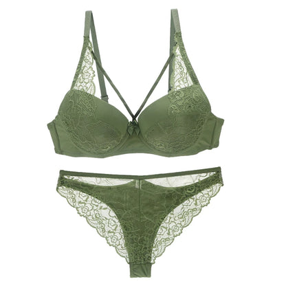 2021 New Sexy Women BCD Cup Bra Sets Lace Thong Hollow Out Underwear Panties Intimante Brief Female Girls Lingerie
