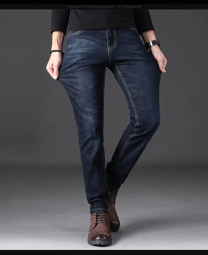 2023 New Men Activities Warm Jeans High Quality Famous Brand Autumn Winter Jeans warm flocking warm soft men jeans