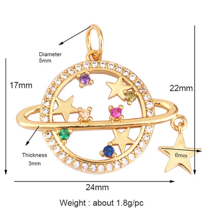 Sun Moon Star Space Celestial Compass Charm Pendant in Gold Colour , Jewelry Necklace Bracelet Making Supplies L93
