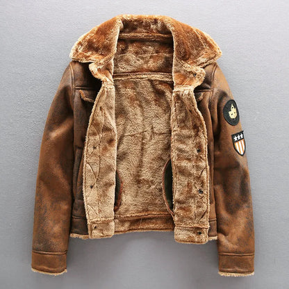 Men's Winter Thick Warm Military Bomber Pu Jacket Tactical Faux Leather Jackets Outwear Fleece Coats Fur Inner Windbreaker