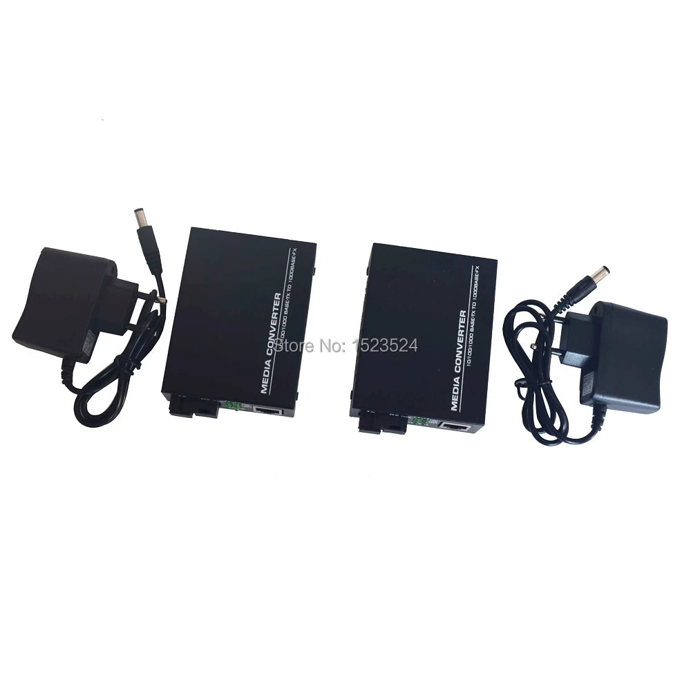 1 Pair HTB-GS-03 A/B Gigabit Fiber Optical Media Converter 1000Mbps Single Mode Single Fiber SC Port 20KM External Power Supply