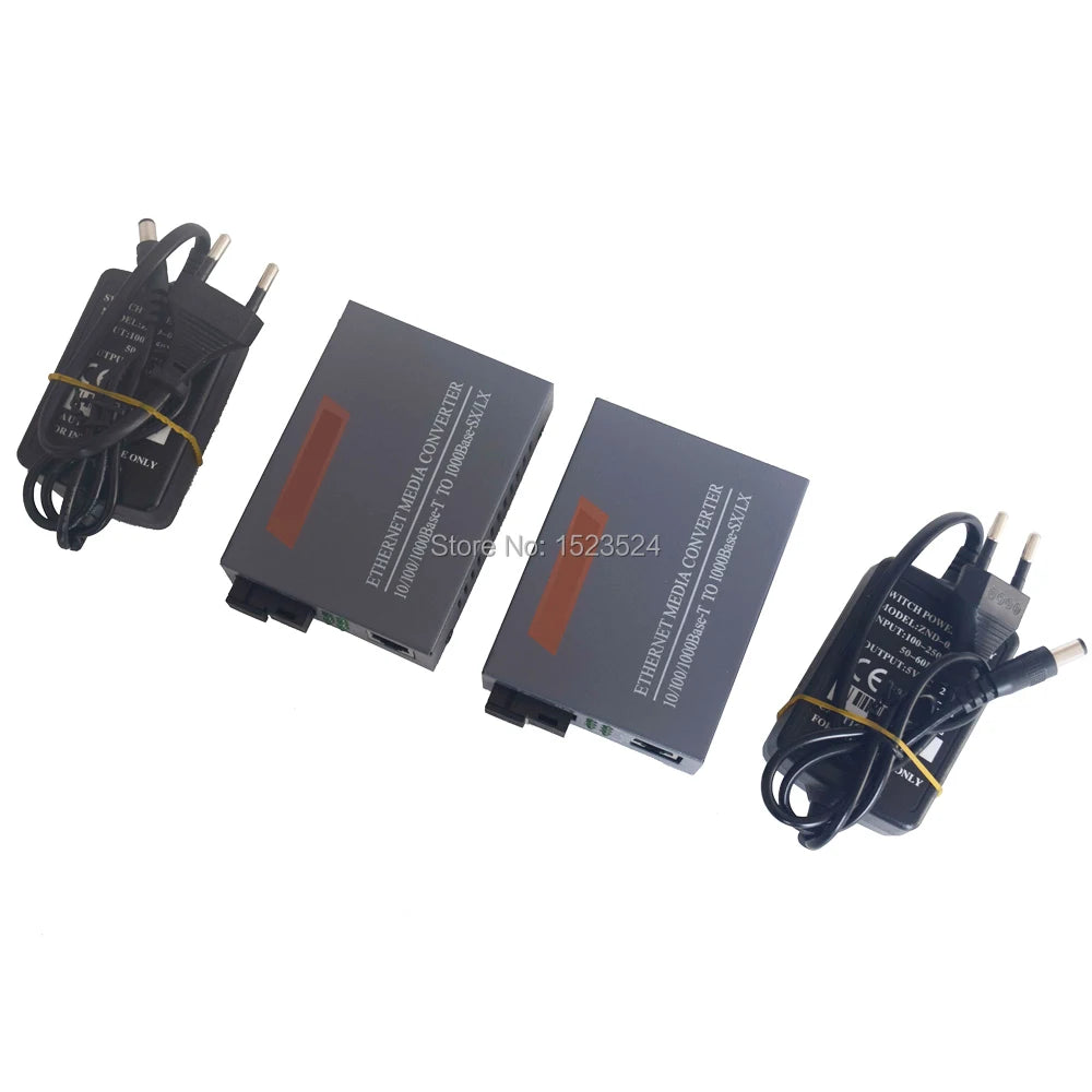 1 Pair HTB-GS-03 A/B Gigabit Fiber Optical Media Converter 1000Mbps Single Mode Single Fiber SC Port 20KM External Power Supply