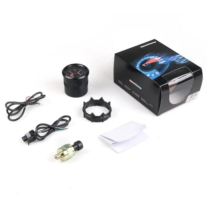 Dynoracing 2" 52mm Dual Display Oil Pressure Gauge 0-7 BAR  7 Colors LED Oil Press Meter High Speed Motor With Sensor  BX101734