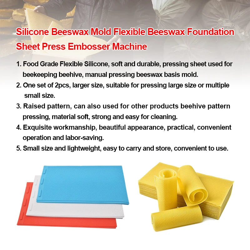 Beeswax Press Sheet Mold DIY Comb Foundation Mold Soft PVC Honeycomb Base Foundation Mould Beekeeping Beeswax Candle Making Tool