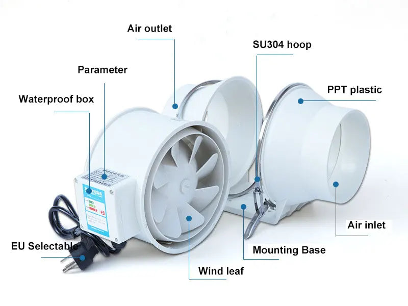 4 5 Inch 220V Ventilation Flow Fan Exhaust Fans Home Inline Pipe Duct Extractor Kitchen Toilet Air Clean Ventilator Diagonal
