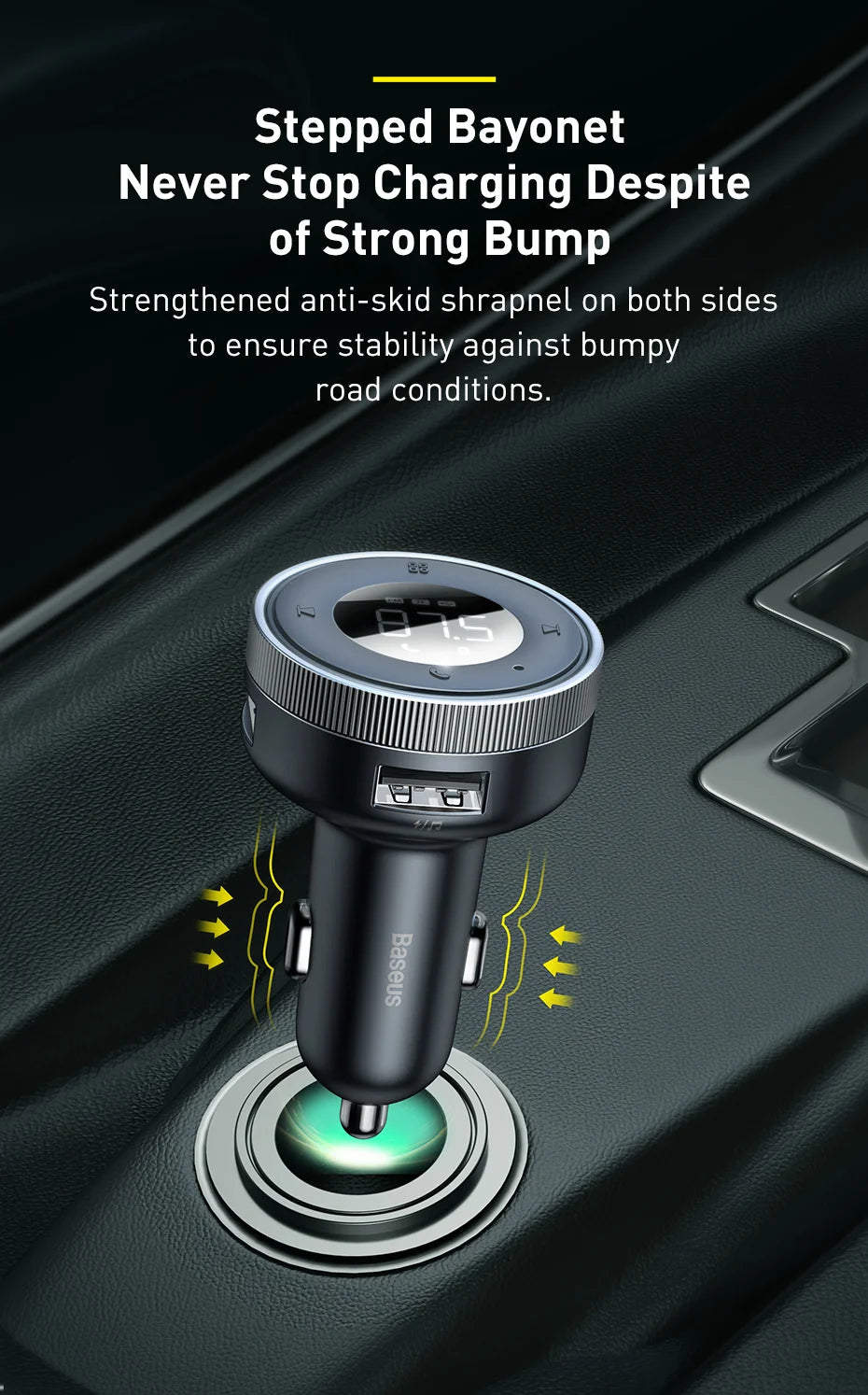 Baseus Car FM Transmitter 5.0 Bluetooth Car Charger Music Adapter 3.4A Dual USB MP3 Player Radio Handsfree Audio FM Modulato