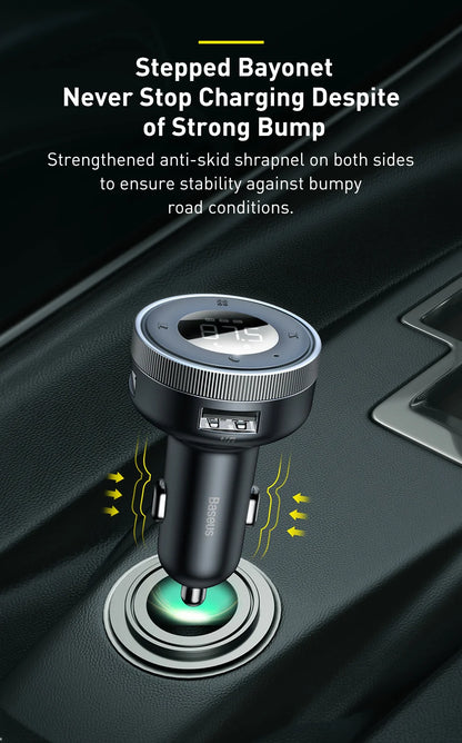 Baseus Car FM Transmitter 5.0 Bluetooth Car Charger Music Adapter 3.4A Dual USB MP3 Player Radio Handsfree Audio FM Modulato