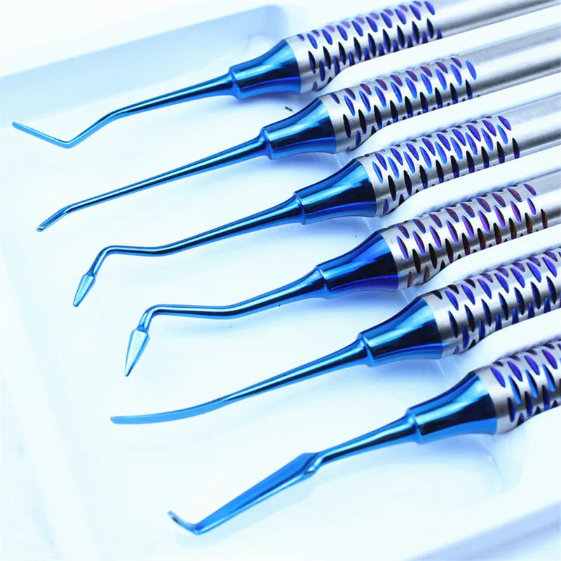 6pcs/set Dental Composite Resin Filling Spatula Titanium Plated Head Resin Filler Thick Handle Dentistry Instrument Material