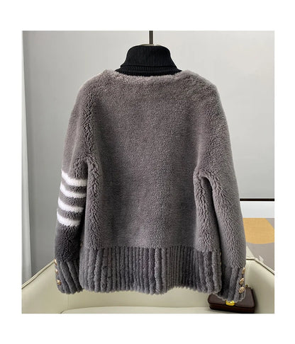 CT152 PDUI Women Real Wool Fur Coat Winter Warm Female Girl Sheep Shearing Jacket Parka OverCoat