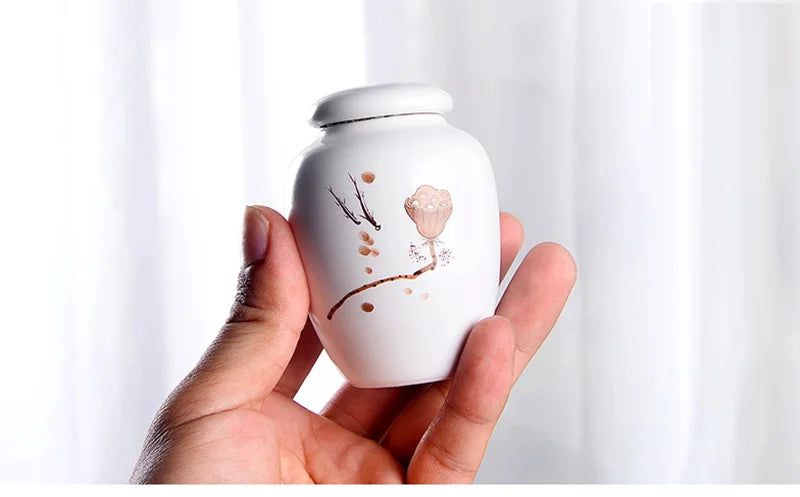 Mini White Ceramic Pet Ashes Urn Cremation Ash Holder Small Animal Pet Parrot Bird Funeral Memorial Casket Burial Urns Gift