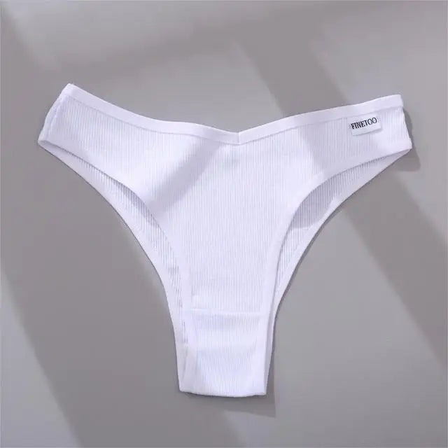 FINETOO 3/5Pcs Cotton Brazilian Panties Women's Panties Sexy V Waist T-Back Underwear Female Soft Underpants Lady Bikini Lingeri