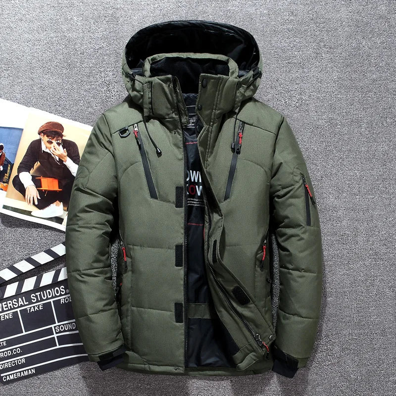 Casual Winter Warm Snow Jackets Men's Clothing White Duck Down Jacket Parkas Man Thicken Coats Male -20 Degree Windbreaker Park
