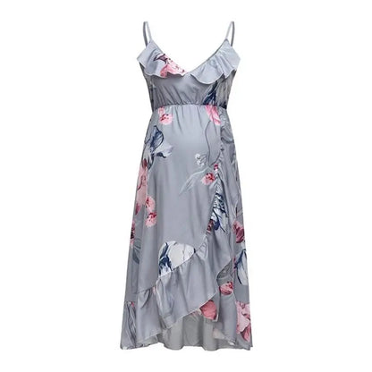 Maternity Dress Ruffled Pregnancy Clothes Print Maternity Clothes Elegant Loose Irregular Maternity Clothes Plus Size Maxi Dress